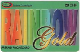 20 CHF RAINBOW Gold - rare Prepeaid Telefonkarte mit KLEBER
