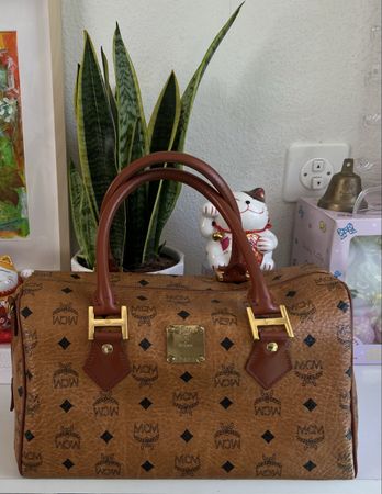 MCM Vintage Boston Bag Visetos Cognac Braun