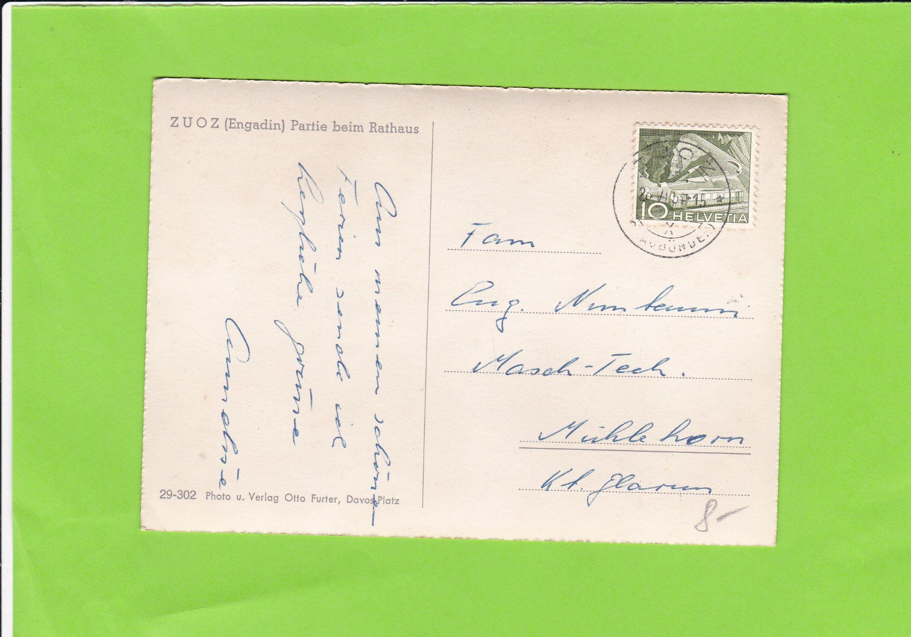 Cartoline postali: Zuoz, Partie beim Rathaus – Usato da St. Peterzell venduto da neckertal 1