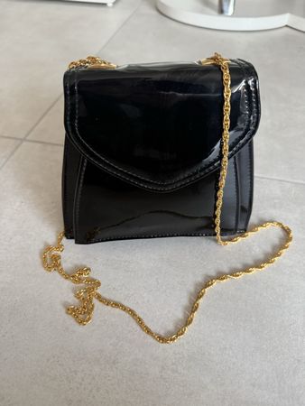 Sac vintage Comeco noir verni bandoulière