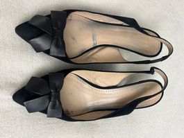 Bally Vintage Slingback Pumps Schwarz mit Schleife,Grösse 39