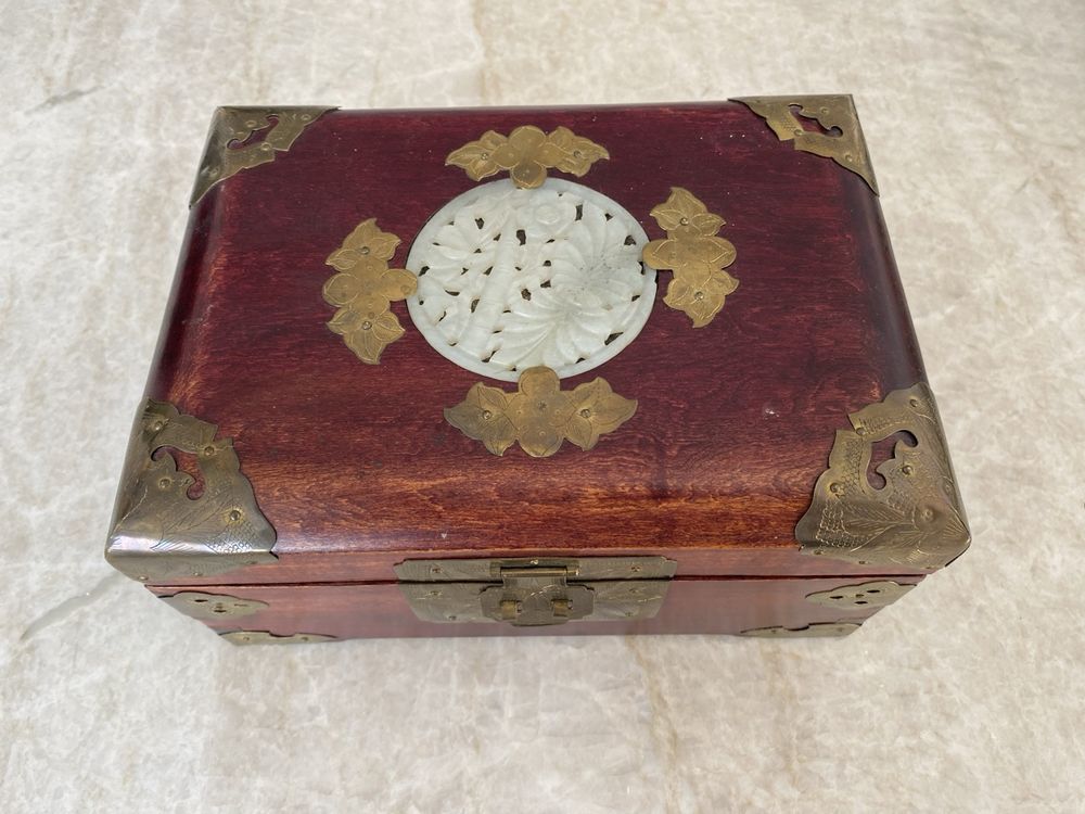 Boîte à bijoux en bois, coffret vintage antique, avec miroir pour décoration maison et rangement bijoux