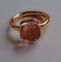 Ring wie Qudo, vergoldet mit rosa Stein Nudo Schliff Gr. 50