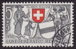 Bundesfeier SBK-Nr. 56 (Glarus und Zug 1952) gestempelt