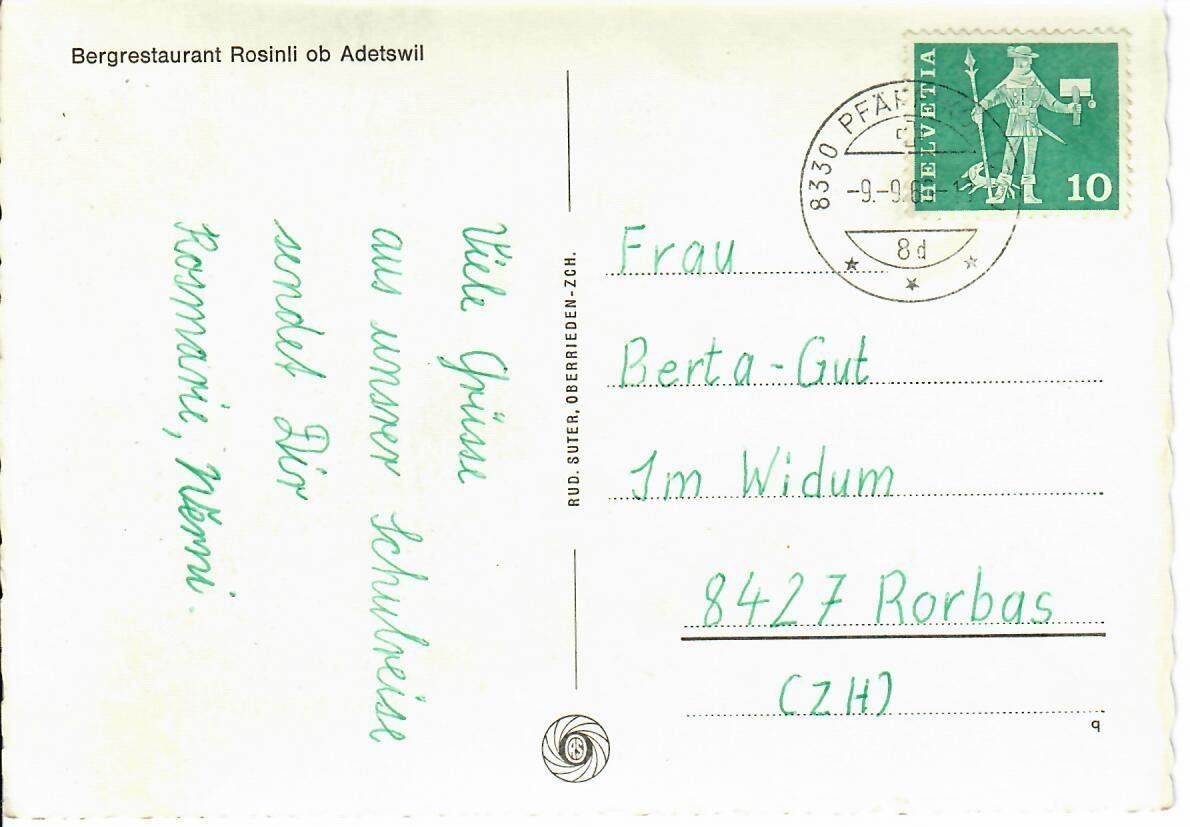 Cartoline postali: Bergrestaurant Rosinli ob Adetswil – Usato da Hochdorf venduto da Ziegel-16 1