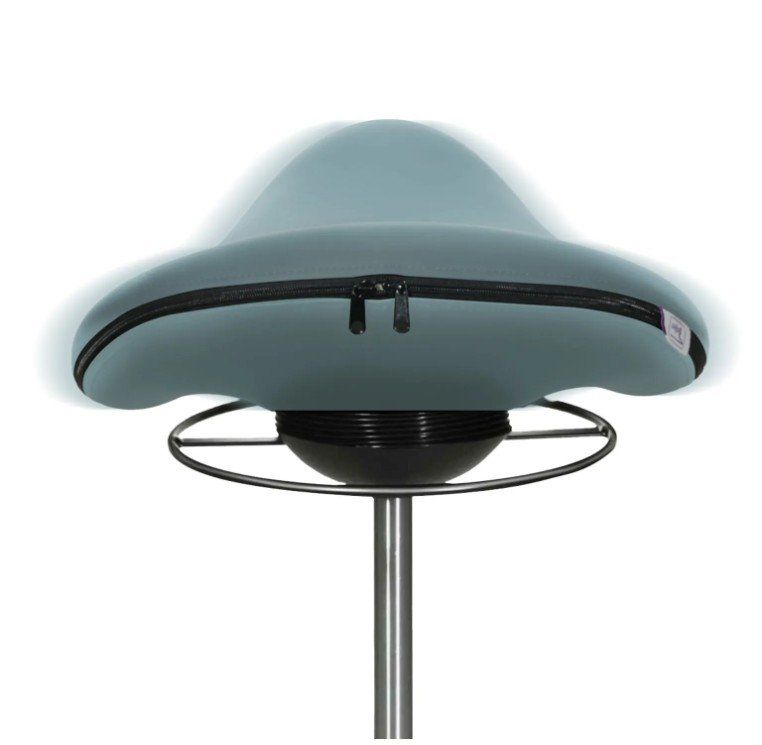 Sgabelli: Comfort-Sattelhocker HELLBLAU mit Swing-Mechanismus – Nuovo e nell'imballaggio originale da Schaffhausen venduto da Praxis-Nova 2