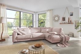 Ecksofa High End in Cord rosa Rechts
