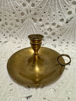 Vintage Messing Kerzenständer mit Griff Henkel 14cm Dm