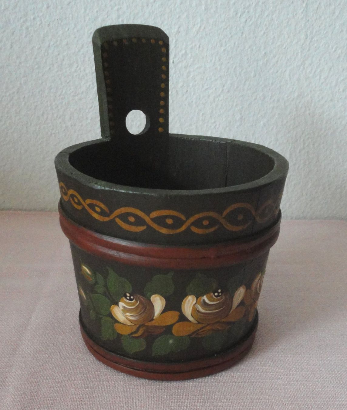 Vasi per fiori: Holz-Bottich handbemalt H = 13cm – Usato da zürich venduto da parts5060 1