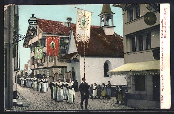 Ansichtskarten: Appenzell, Prozession in Höhe der Abtsk – Gebraucht aus Berlin von bartko-reher
