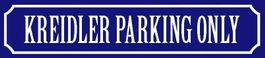 Blechschild blau-KREIDLER PARKING ONLY - 46 X 10 CM
