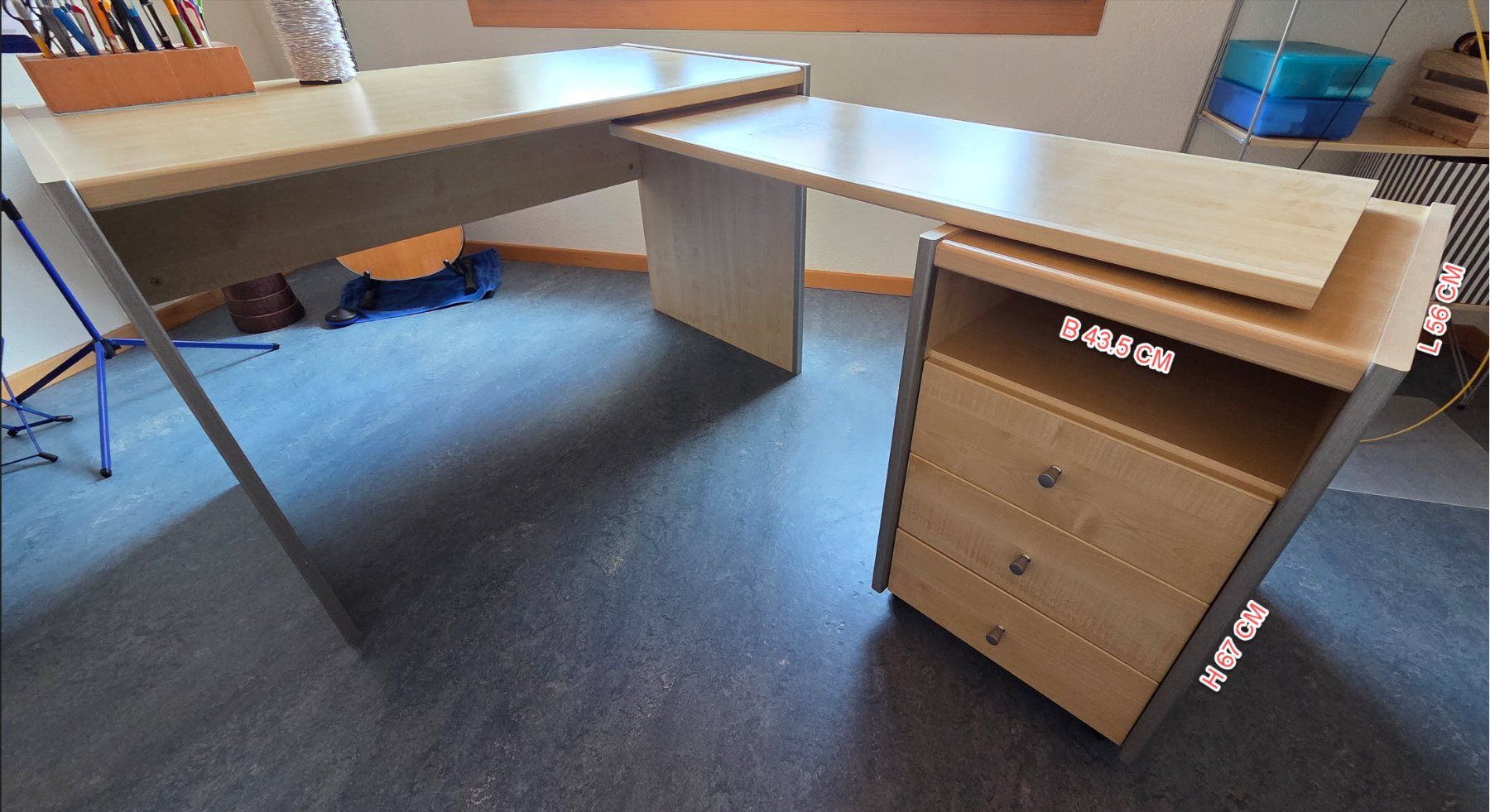 Scrivanie: Bürotisch variabel, Schubladenkorpus auf Rollen – Usato da Wiesendangen venduto da Wirellek 2