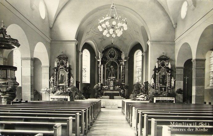 Cartoline postali: MÜMLISWIL Inneres der Kirche – Usato da Jona venduto da philajona