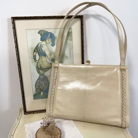 Tasche klein BALLY crème Zopfgarnitur VINTAGE 1960s