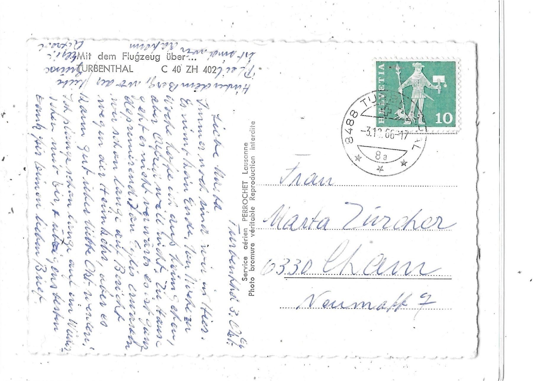 Cartes postales: ZH Turbenthal  Mit dem Flugzeug über.... – D'occasion à Schocherswil par Wilare 1