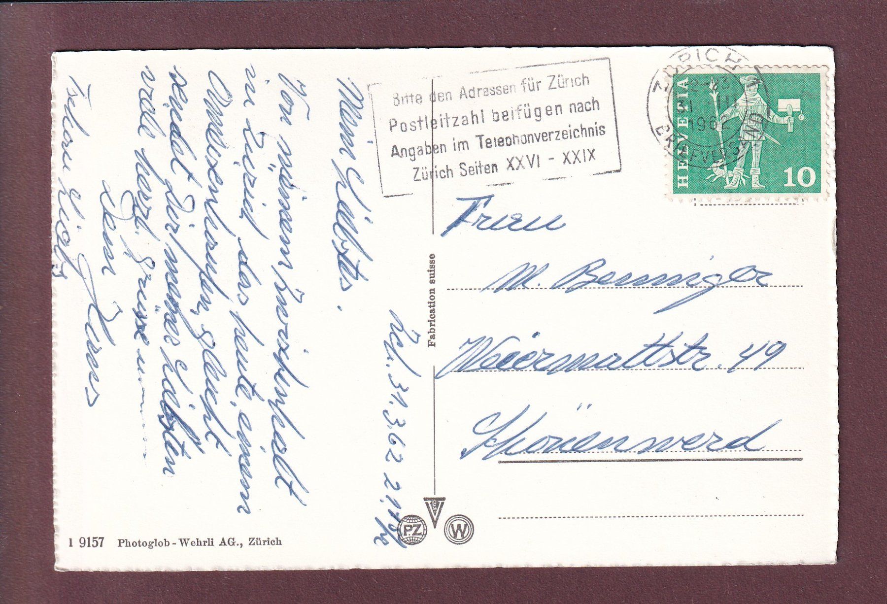 Cartes postales: ZÜRICH - Hans Waldmann-Denkmal - 1962 – D'occasion à Pully par nicecards 1