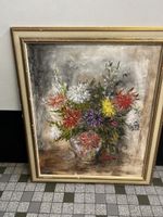 Tableau de fleurs signé Berger, peinture à l'huile