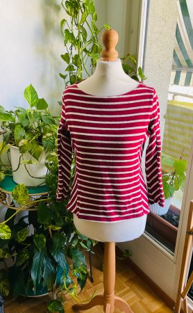 Superbe Pull / Mariniere PETIT BATEAU, pur coton, t. XS/S