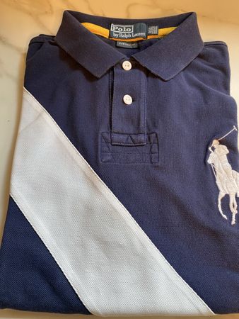 Ralph Lauren Poloshirt Gr.XXL, dunkelblau weiss gelb. NEU