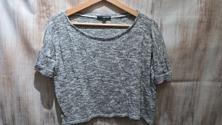 🎉 Crop Shirt im Melange-Look - XXS - Lässig & Bequem