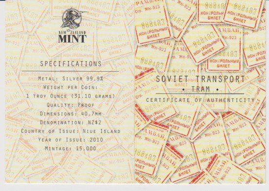 Medaillen: Soviet Transport Tram- 1oz 999- Silber – Neu und originalverpackt aus Zürich von burgi9 3