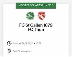 2 Tickets FCSG- FC Thun Sektor B2