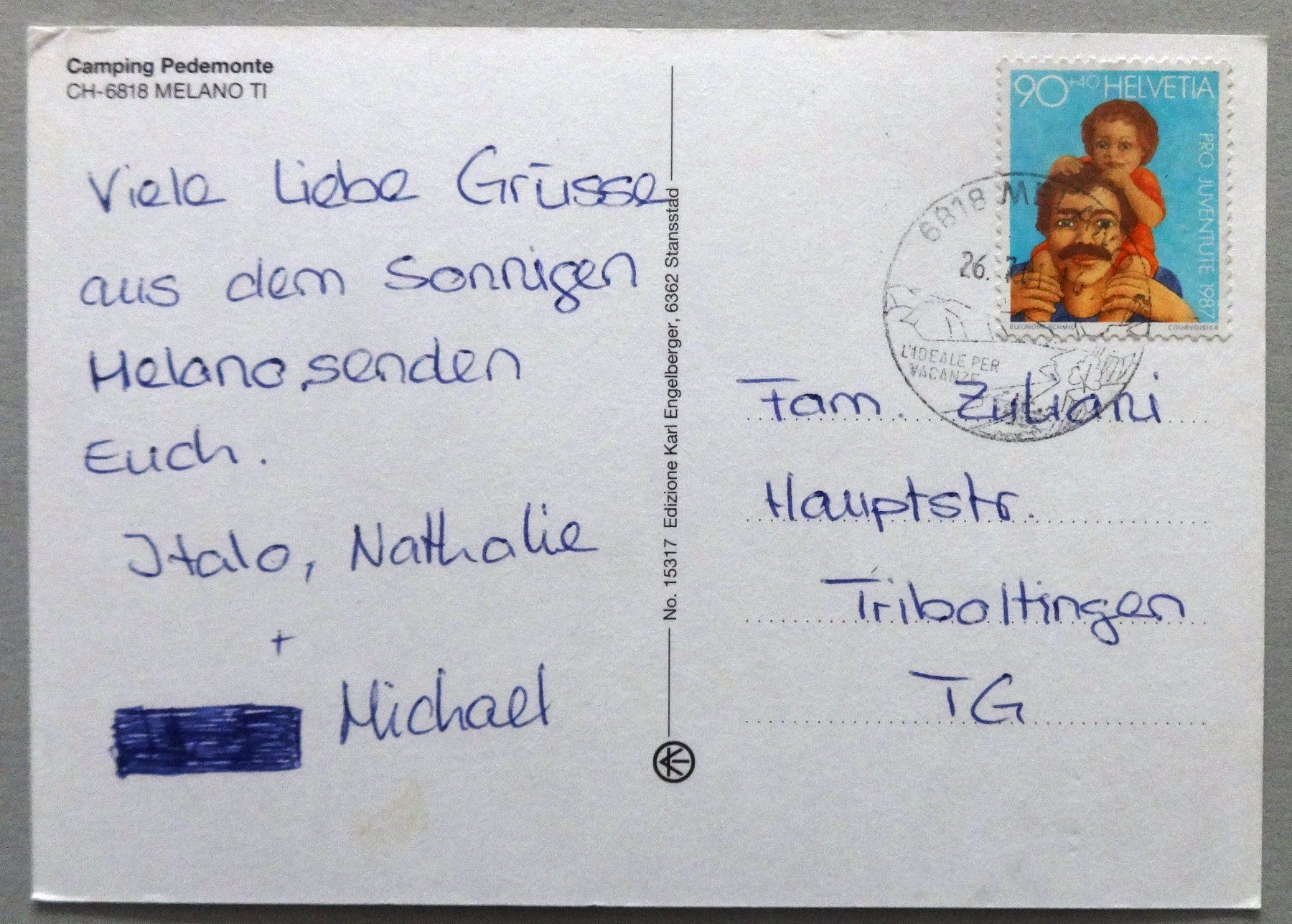 Cartes postales: Camping Pedemonte, Melano TI – D'occasion à Fétigny par Billy2miny 1