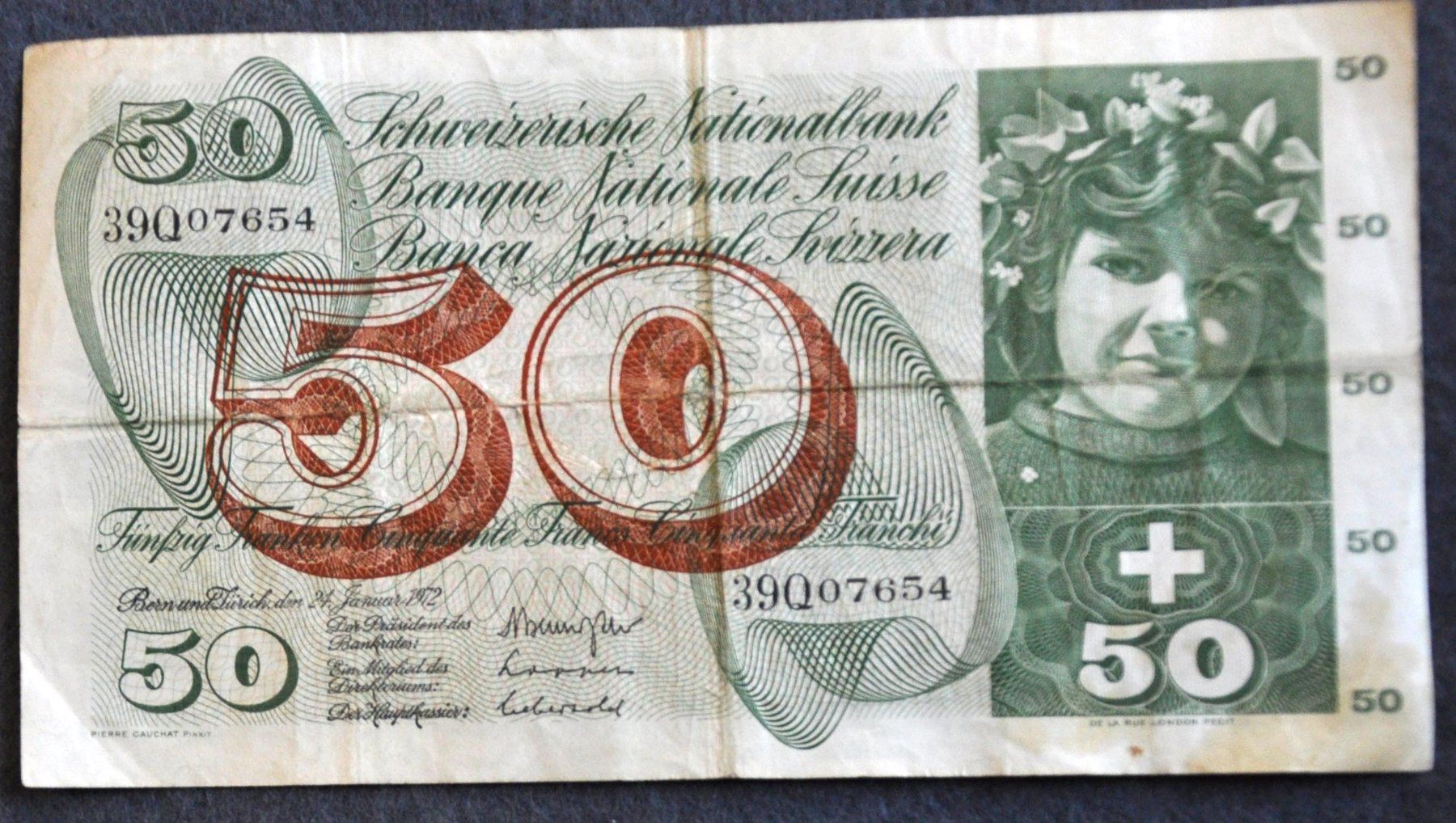 Banconote: 50 FRanken Note 1961 – Usato da Andwil TG venduto da Wanton25