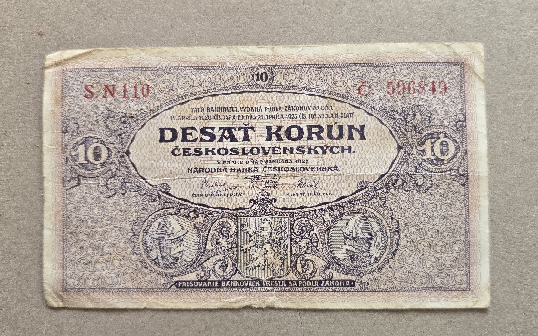 Banconote: A.MUCHA BANKNOTE, 10KRONEN, TSCHECHOSLOWAKEI – Usato da Zürich venduto da reiter.peter 1