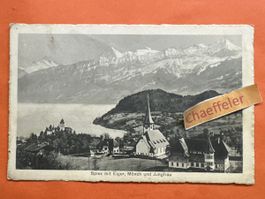 1913 Spiez mit Eiger, Mönch und Jungfrau