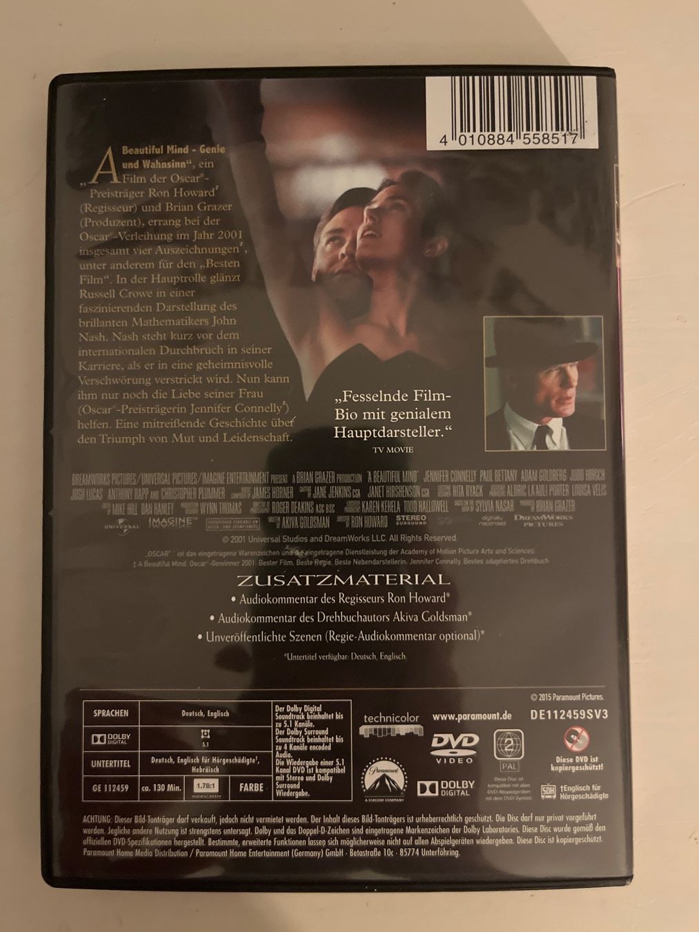 Tutti i DVDs: A Beutiful Mind (2001) DVD - Russell Crowe – Nuovo (secondo la descrizione) da Sierre venduto da black.box 1