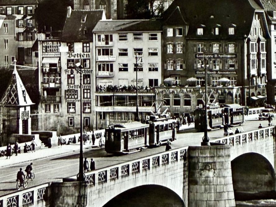 Cartoline postali: Basel - Tram - Rheinbrücke - AK – Usato da Lutry venduto da Ediego 1