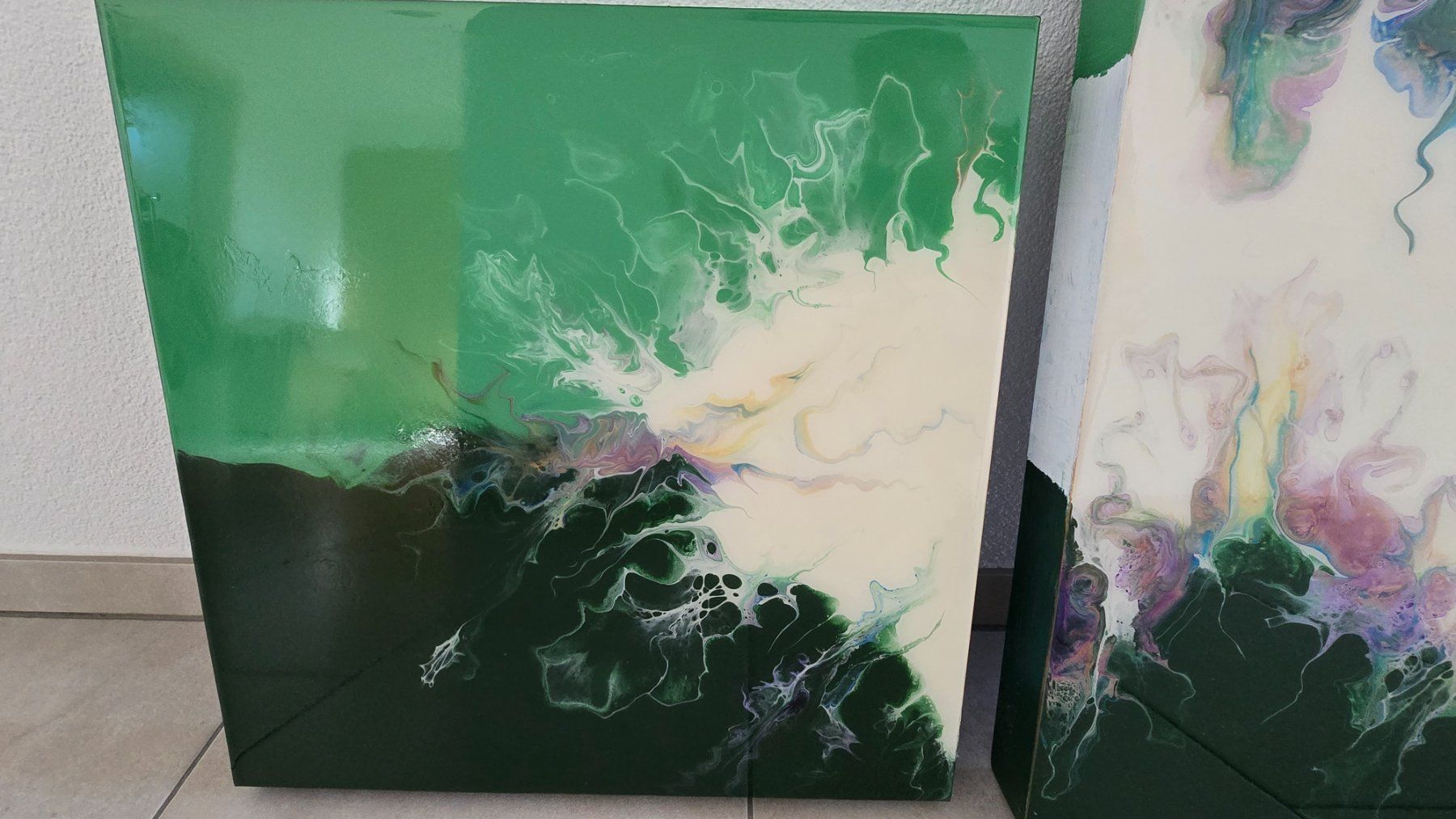 Tableaux: Pouring Acryl Set 3 teilig modern Kunst Gemälde Deko – Neuf (Voir description) à schneisingen par roger..top 2