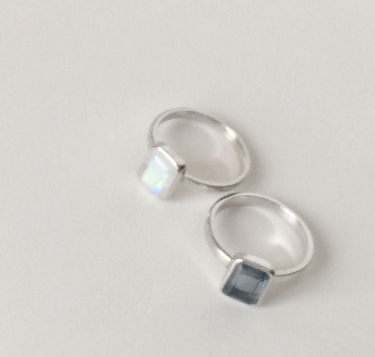 Anelli: Ring blau eckig 925 Silber rechteckig Klassiker Stapelring54 – Nuovo (secondo la descrizione) da Zürich venduto da goldfisch.schmuck 2
