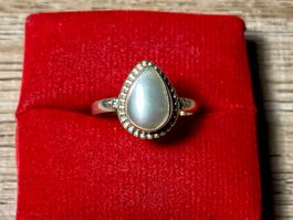 orientalischer Silberring mit Süsswasserperle - Tropfenform