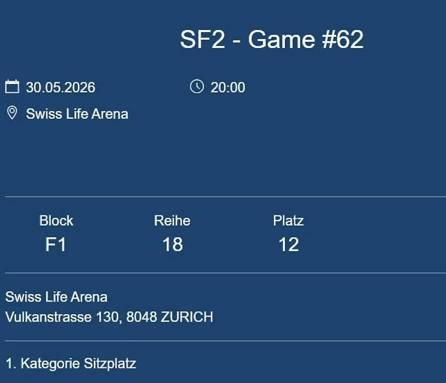 Biglietti: IIHF Eishockey WM/Halbfinal/Abendpsiel2x Sitzplätze – Usato da Bettlach venduto da xcrowe 2