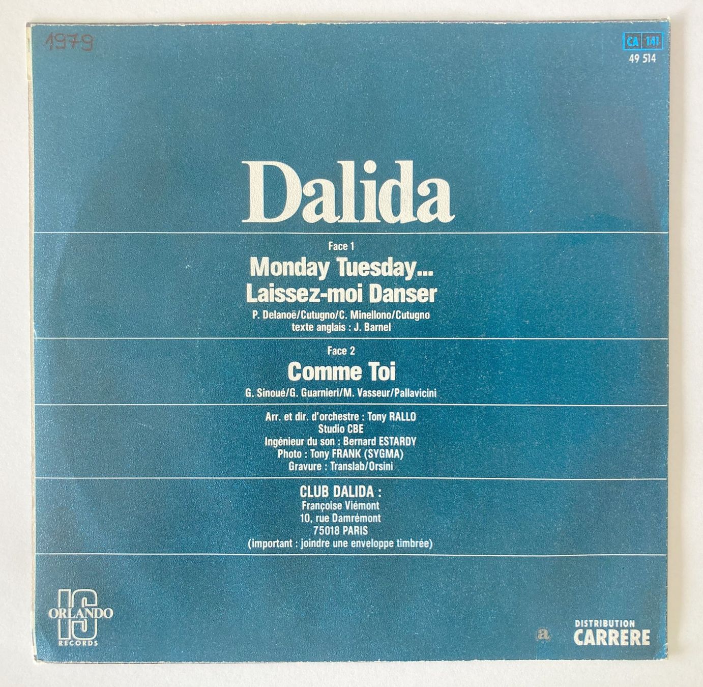 Vinyles: DALIDA - MONDAY TUESDAY... – D'occasion à Bottens par hotter-than-hell 1