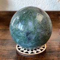 ✲ Moosachat Kugel ✲ 381g / Ø 66mm Moos Agate Sphere