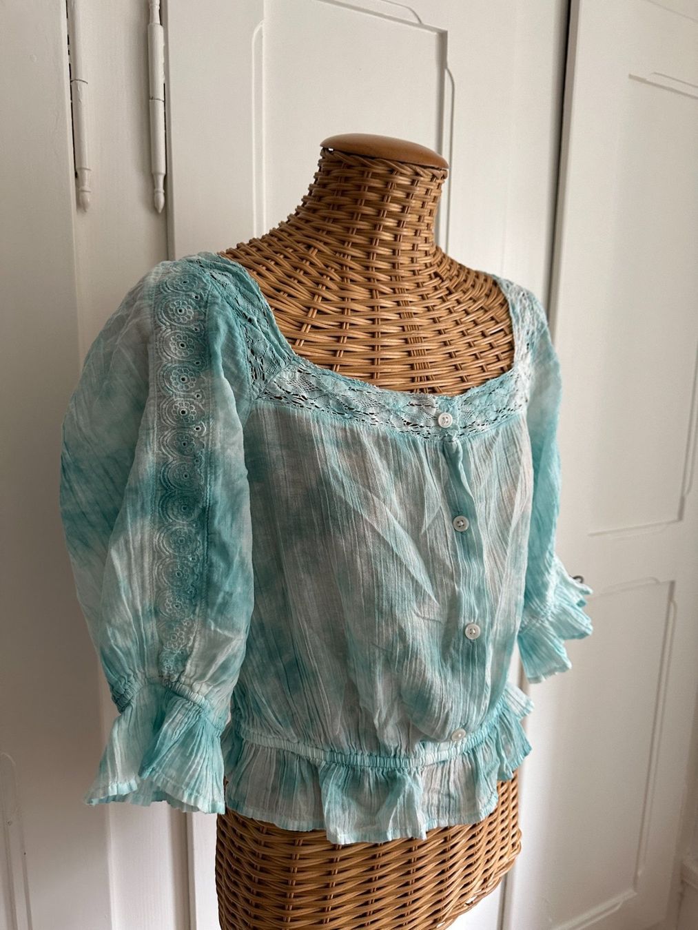 Camicette: Batik Blusentop blau-weiss - M – Usato da Zürich venduto da Diazaio 1