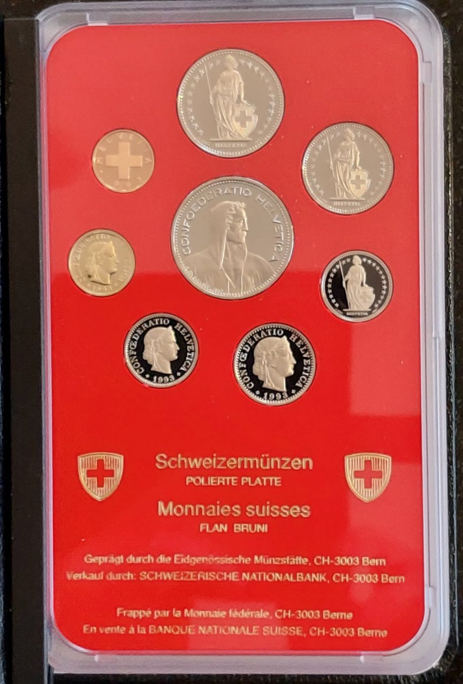 Tutti le monete: Münzsatz Schweiz 1993 pp  / vertiefte Randschrift – Nuovo (secondo la descrizione) da Arch venduto da moneyswiss 3