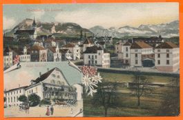 HOCHDORF / LU mit Gasth. Hirschen + Gesamtansicht 1916 col.