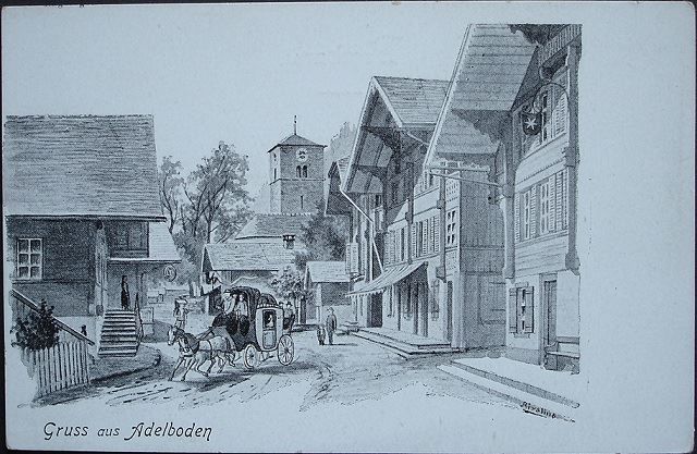 Cartoline postali: ADELBODEN Künstler-Litho mit Postkutsche – Nuovo (secondo la descrizione) da Jona venduto da philajona