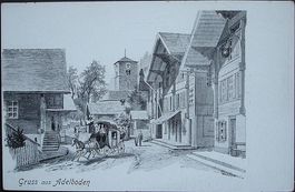 ADELBODEN Künstler-Litho mit Postkutsche
