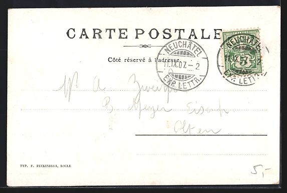 Cartoline postali: AK Neuchâtel, Ecole de Commerce, 1907 – Usato da Berlin venduto da bartko-reher 1