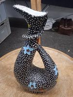 Vintage Keramikvase Italien schwarz gepunktet 60er Jahre ...
