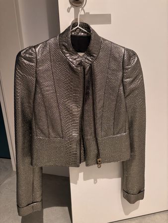 Bally Metallic Silver Snakeskin Jacket IT36/US4