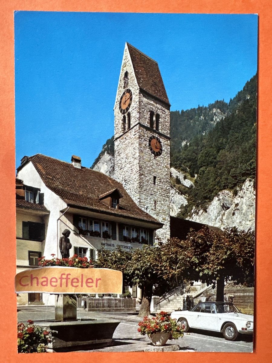 Ansichtskarten: Interlaken. Kirche Unterseen – Gebraucht aus Zürich von Chaeffeler