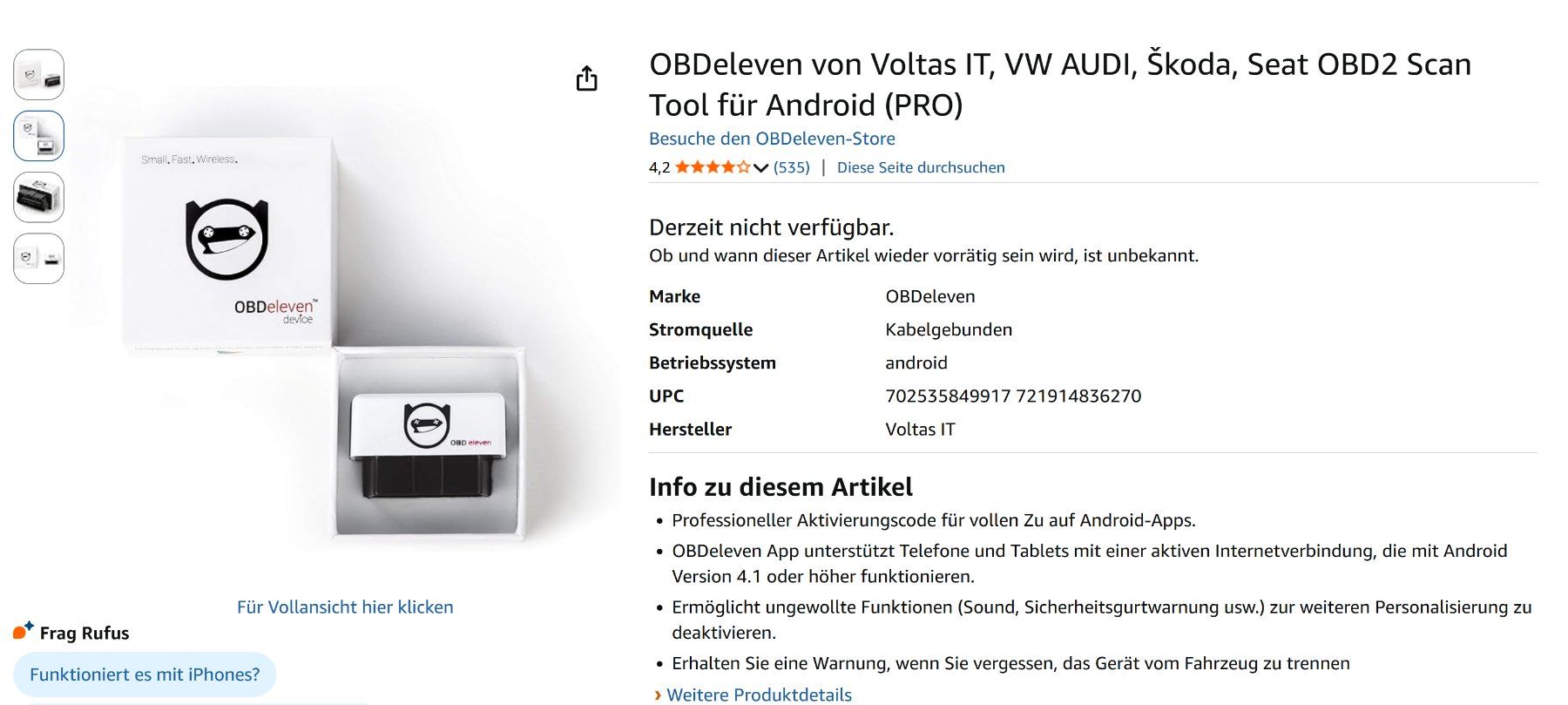 Messen: OBDeleven FirstGen VAG OBD2 Diagnoseadapter – Android – Gebraucht aus Oberglatt ZH von COiNCiDENT 2