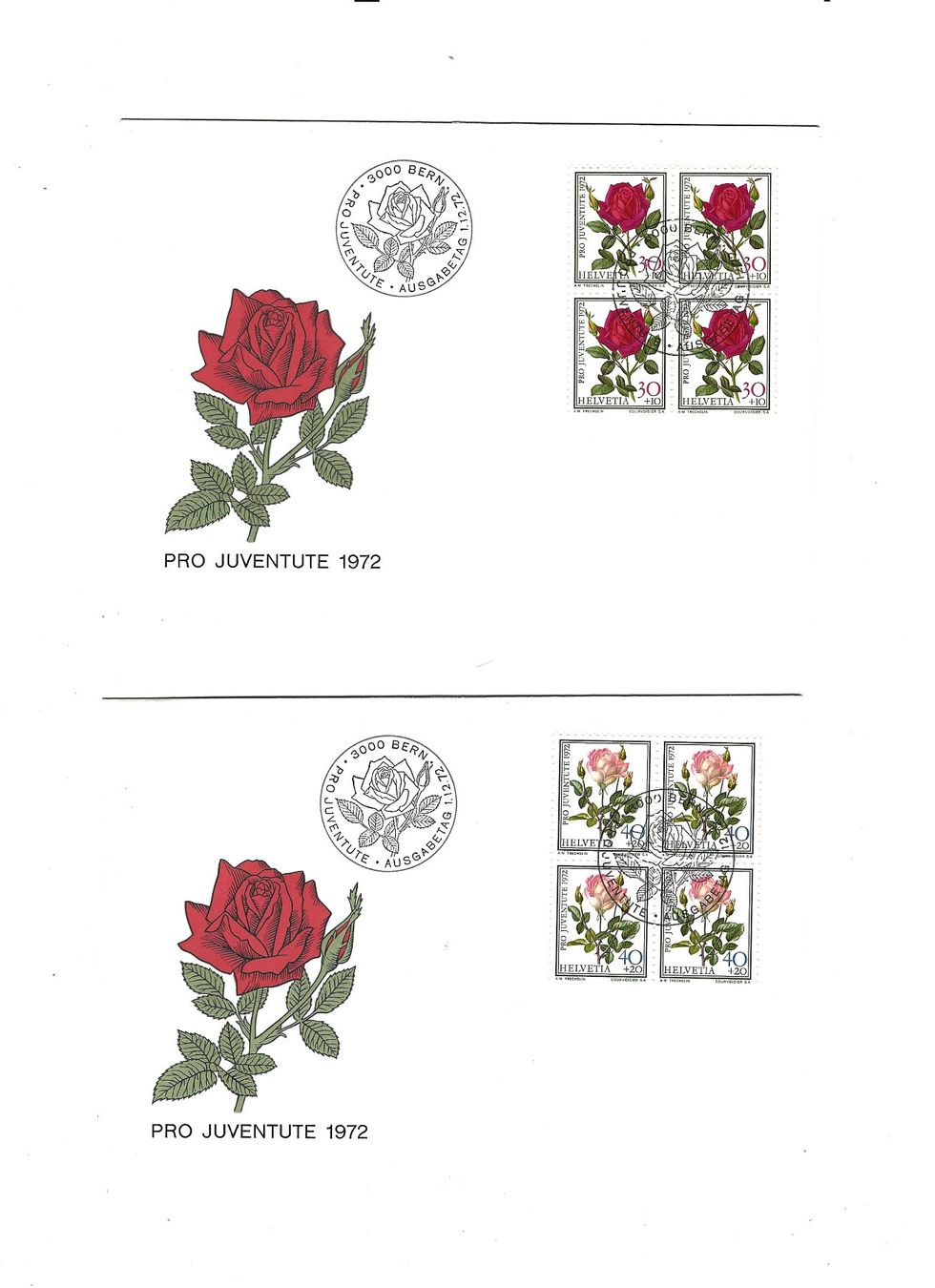 Tutti i francobolli: Pro-Juventute 1972 Fleurs série complète 4  Env. FDC – Nuovo e nell'imballaggio originale da Uvrier venduto da matdivers 1