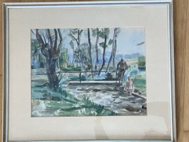 Jacques Düblin – Entenwuhr Oberwil, Aquarell 1932